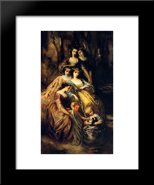 Empress Eugenie And Her Attendants 20x24 Black Modern Wood Framed Art Print Poster by Monticelli, Adolphe Joseph Thomas