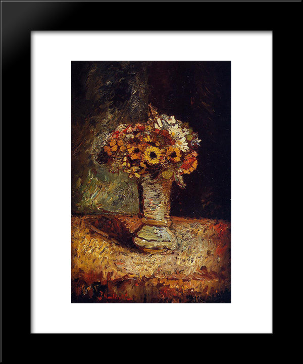 Flowers In A Vase 20x24 Black Modern Wood Framed Art Print Poster by Monticelli, Adolphe Joseph Thomas