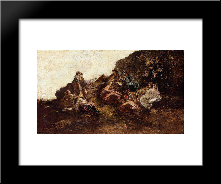 Gathering Of Elegant Women 20x24 Black Modern Wood Framed Art Print Poster by Monticelli, Adolphe Joseph Thomas