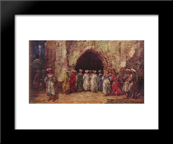 Oriental Scene 20x24 Black Modern Wood Framed Art Print Poster by Monticelli, Adolphe Joseph Thomas