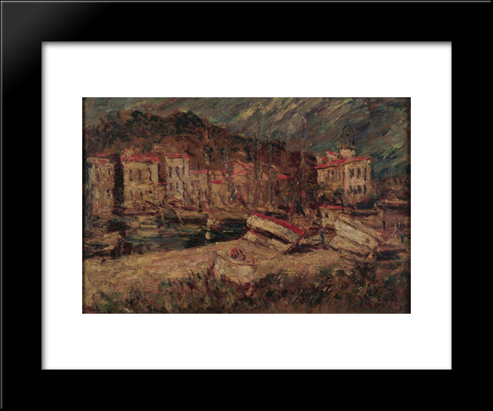 Port Of Cassis 20x24 Black Modern Wood Framed Art Print Poster by Monticelli, Adolphe Joseph Thomas