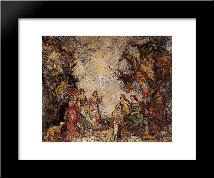 The Meeting Of The Elegant Ladies 20x24 Black Modern Wood Framed Art Print Poster by Monticelli, Adolphe Joseph Thomas