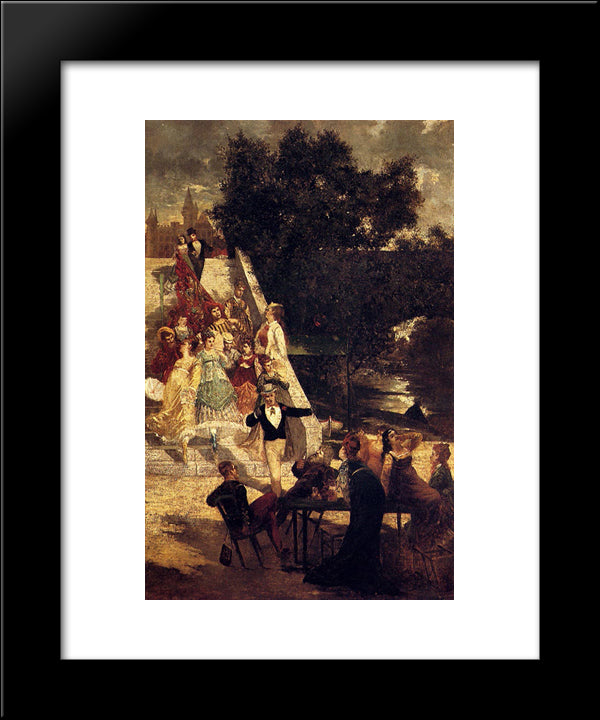 The Terrace Of The Chateau De St. Germain 20x24 Black Modern Wood Framed Art Print Poster by Monticelli, Adolphe Joseph Thomas