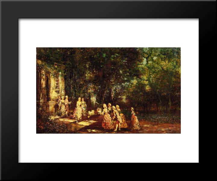 Visit To A Princess 20x24 Black Modern Wood Framed Art Print Poster by Monticelli, Adolphe Joseph Thomas