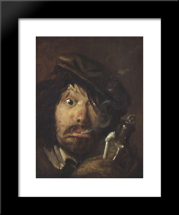 Fumatore 20x24 Black Modern Wood Framed Art Print Poster by Brouwer, Adriaen