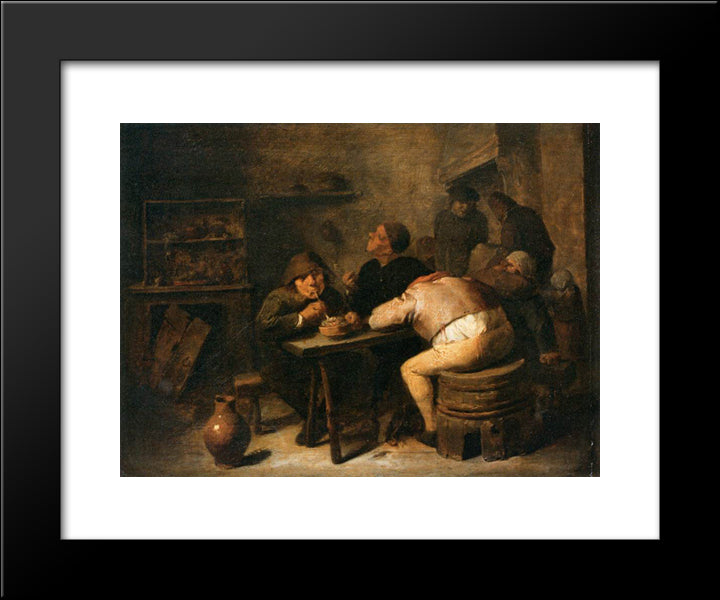 Interior With Smokers 20x24 Black Modern Wood Framed Art Print Poster by Brouwer, Adriaen