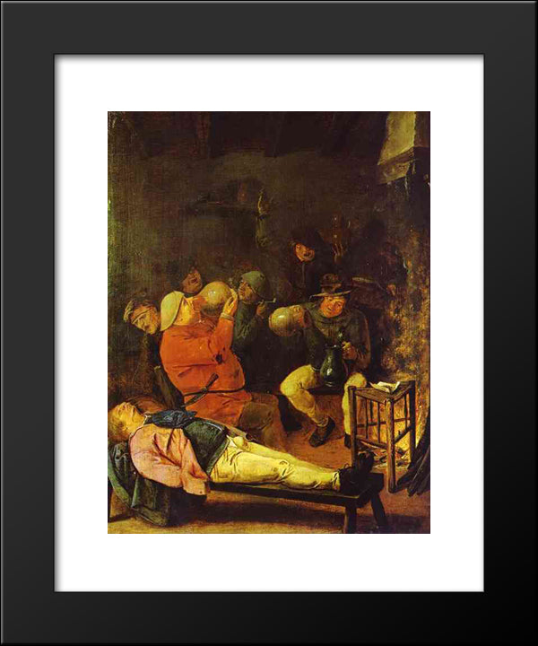 Scene At The Inn 20x24 Black Modern Wood Framed Art Print Poster by Brouwer, Adriaen