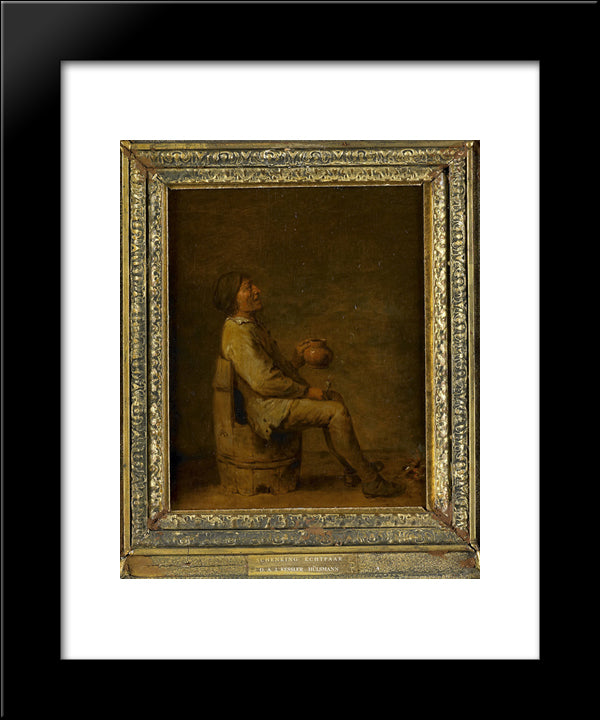 The Drinker 20x24 Black Modern Wood Framed Art Print Poster by Brouwer, Adriaen