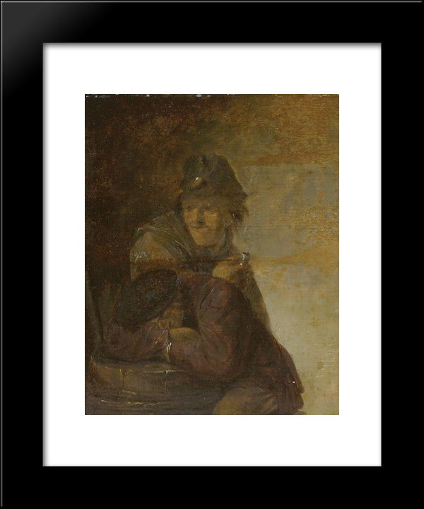 Two Peasants 20x24 Black Modern Wood Framed Art Print Poster by Brouwer, Adriaen