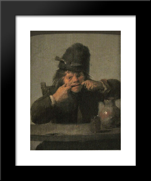 Youth Making A Face 20x24 Black Modern Wood Framed Art Print Poster by Brouwer, Adriaen