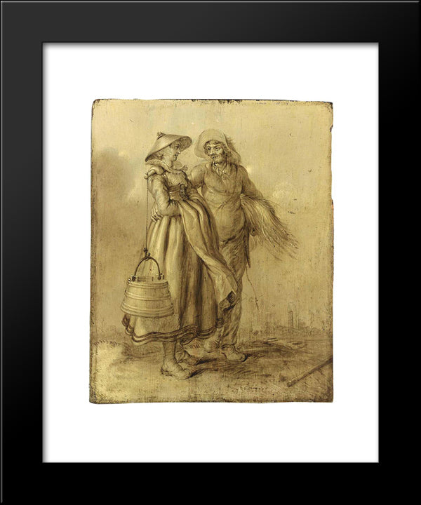 An Amorous Peasant Couple Conversing 20x24 Black Modern Wood Framed Art Print Poster by Venne, Adriaen van de