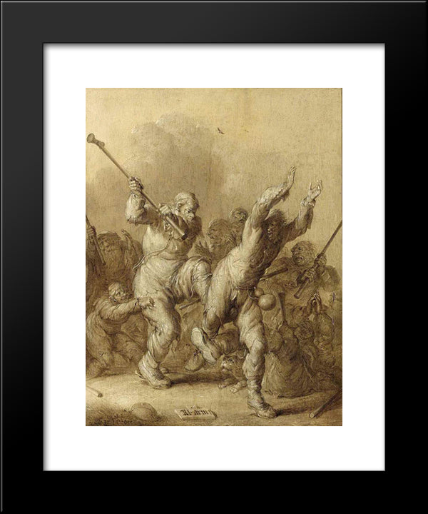 Beggars Fighting 20x24 Black Modern Wood Framed Art Print Poster by Venne, Adriaen van de