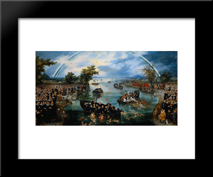 Fishing For Souls 20x24 Black Modern Wood Framed Art Print Poster by Venne, Adriaen van de