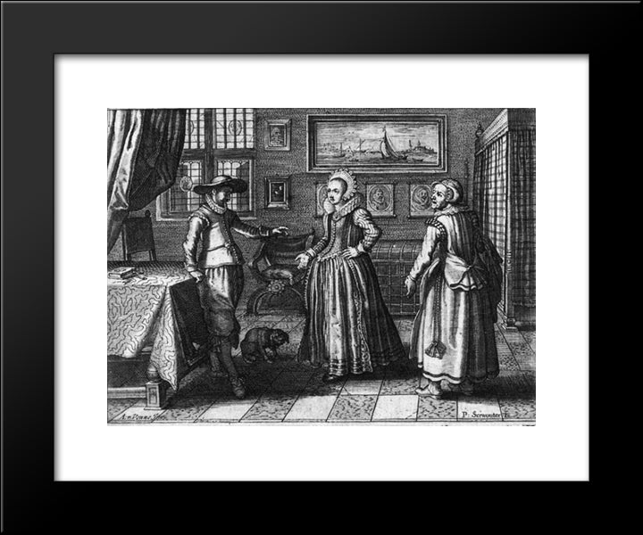 Illustration 20x24 Black Modern Wood Framed Art Print Poster by Venne, Adriaen van de