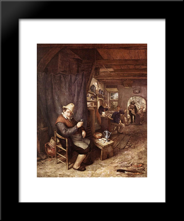 Drinking Peasant In An Inn 20x24 Black Modern Wood Framed Art Print Poster by Ostade, Adriaen van