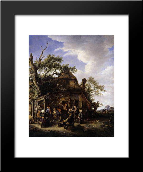 Happy Peasants 20x24 Black Modern Wood Framed Art Print Poster by Ostade, Adriaen van