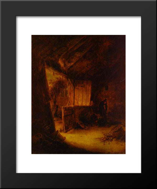 In A Barn 20x24 Black Modern Wood Framed Art Print Poster by Ostade, Adriaen van