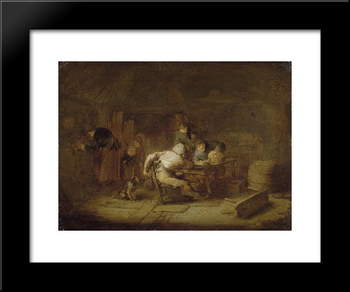 Interior Of A Tavern 20x24 Black Modern Wood Framed Art Print Poster by Ostade, Adriaen van