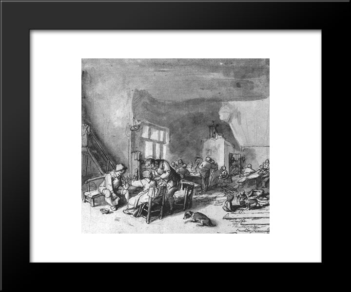 Interior Of An Inn 20x24 Black Modern Wood Framed Art Print Poster by Ostade, Adriaen van