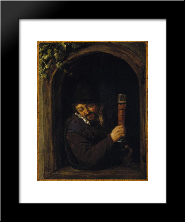 Peasant At A Window 20x24 Black Modern Wood Framed Art Print Poster by Ostade, Adriaen van