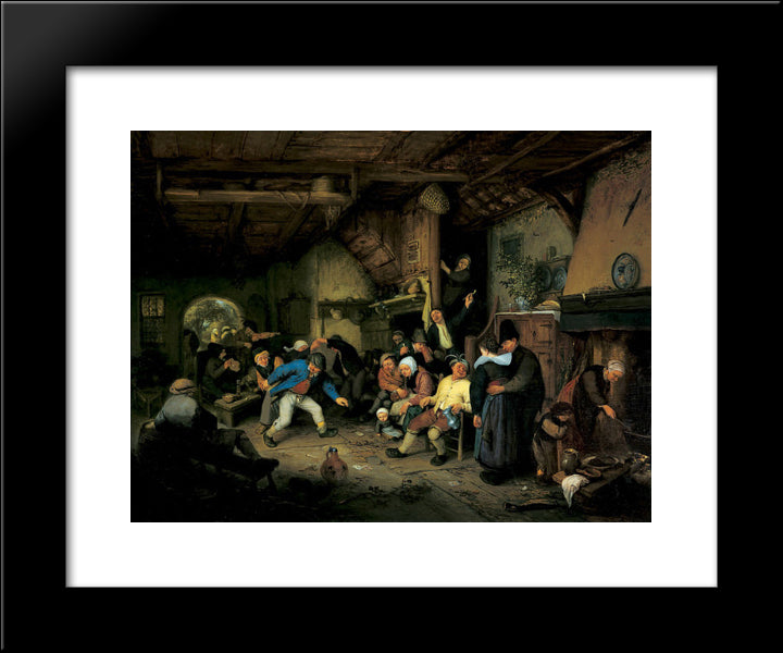 Peasants Dancing In A Tavern 20x24 Black Modern Wood Framed Art Print Poster by Ostade, Adriaen van