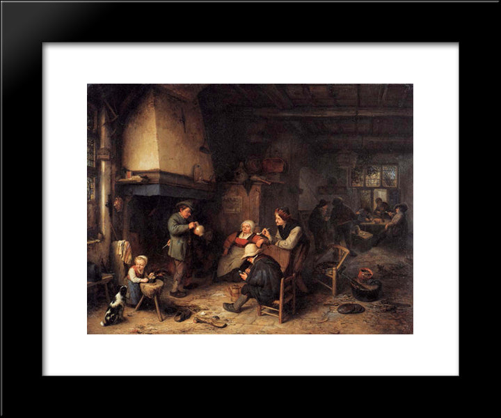 Peasants In An Interior 20x24 Black Modern Wood Framed Art Print Poster by Ostade, Adriaen van