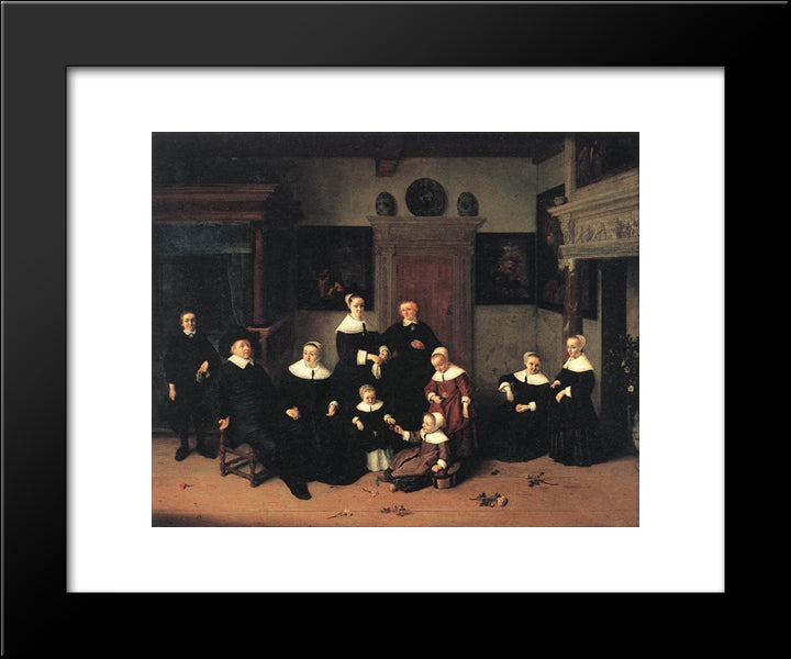 Portrait Of A Family 20x24 Black Modern Wood Framed Art Print Poster by Ostade, Adriaen van