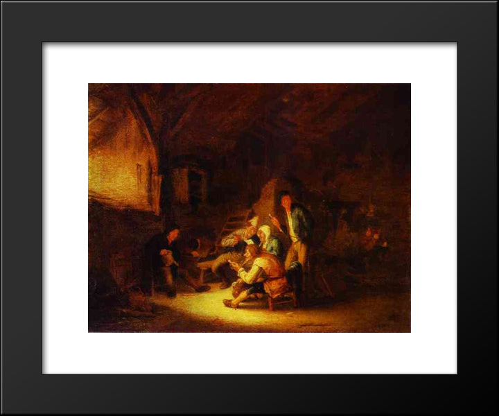 Reading A Letter 20x24 Black Modern Wood Framed Art Print Poster by Ostade, Adriaen van