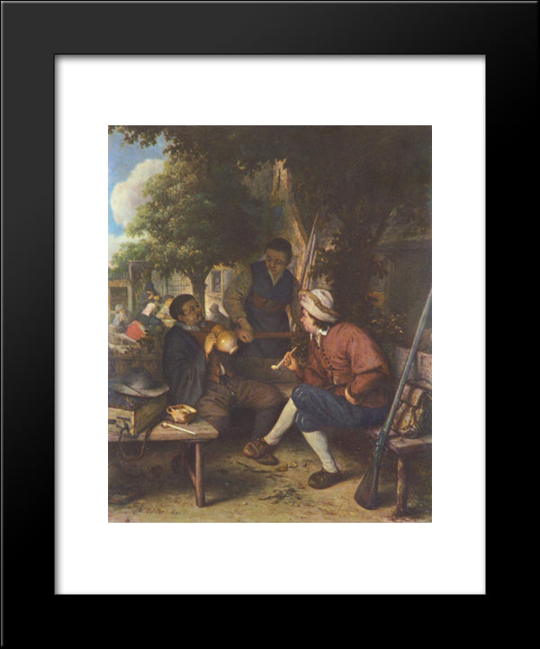 Resting Travellers 20x24 Black Modern Wood Framed Art Print Poster by Ostade, Adriaen van