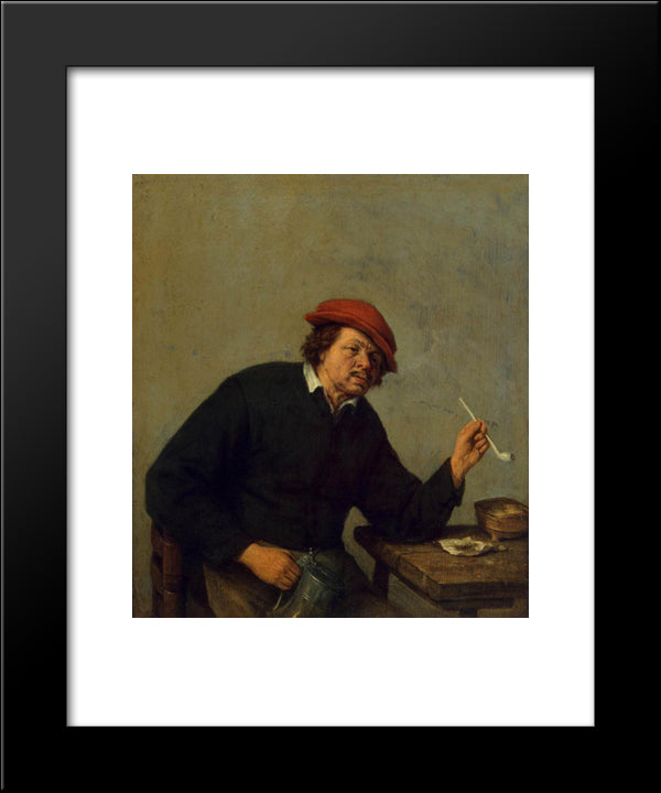 Smoker 20x24 Black Modern Wood Framed Art Print Poster by Ostade, Adriaen van