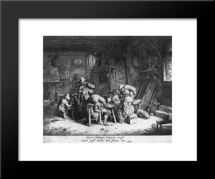 The Breakfast 20x24 Black Modern Wood Framed Art Print Poster by Ostade, Adriaen van