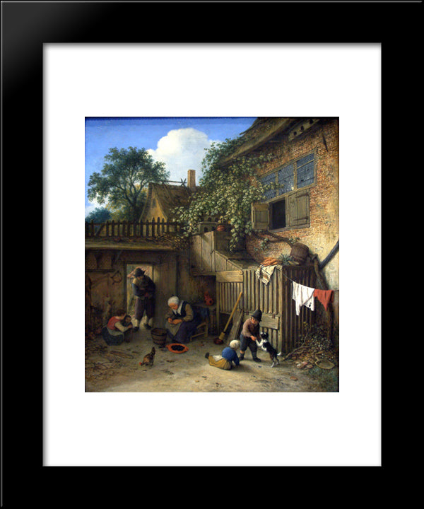 The Cottage Dooryard 20x24 Black Modern Wood Framed Art Print Poster by Ostade, Adriaen van