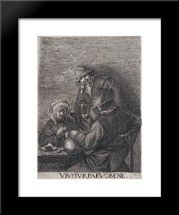 The Drinkers 20x24 Black Modern Wood Framed Art Print Poster by Ostade, Adriaen van