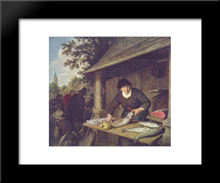 The Fishwife 20x24 Black Modern Wood Framed Art Print Poster by Ostade, Adriaen van