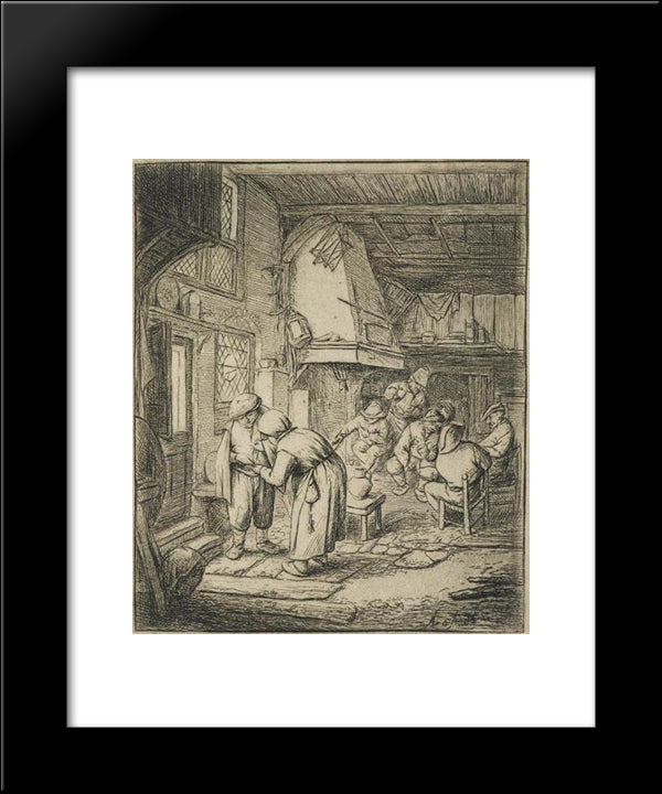 The Peasant Settling His Debt 20x24 Black Modern Wood Framed Art Print Poster by Ostade, Adriaen van