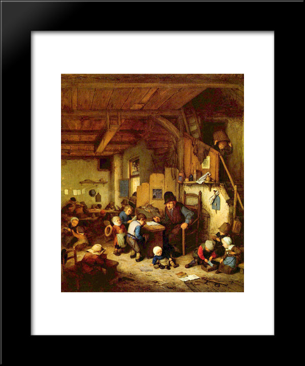 The Schoolmaster 20x24 Black Modern Wood Framed Art Print Poster by Ostade, Adriaen van