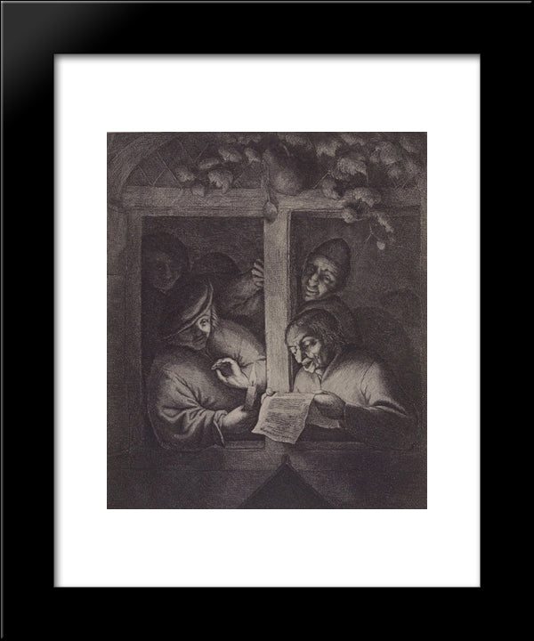 The Singers At The Window 20x24 Black Modern Wood Framed Art Print Poster by Ostade, Adriaen van