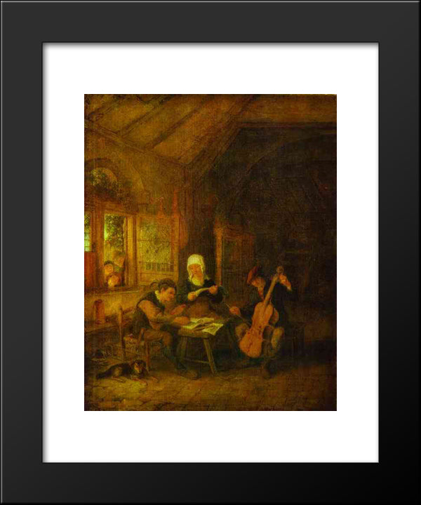 Village Musicians 20x24 Black Modern Wood Framed Art Print Poster by Ostade, Adriaen van