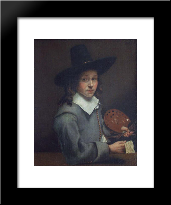 Self-Portrait As A Boy 20x24 Black Modern Wood Framed Art Print Poster by Cuyp, Aelbert