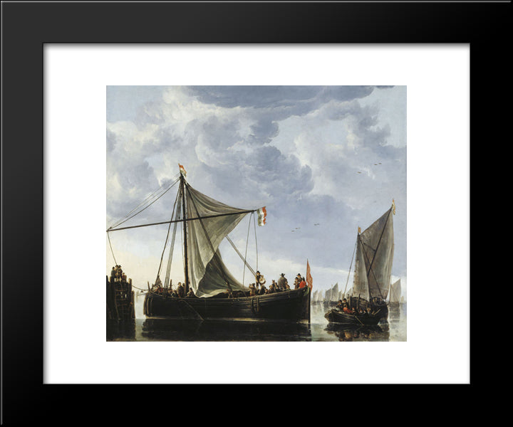 The Passage Boat 20x24 Black Modern Wood Framed Art Print Poster by Cuyp, Aelbert