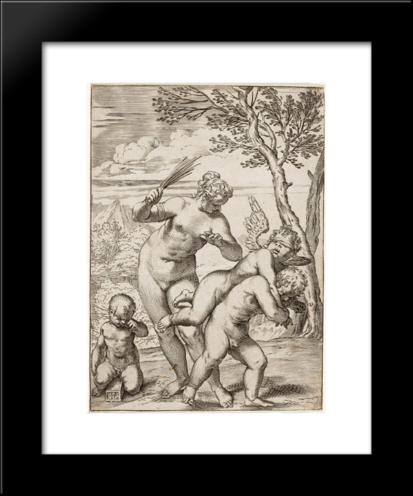 Venus Punishing Profane Love 20x24 Black Modern Wood Framed Art Print Poster by Carracci, Agostino