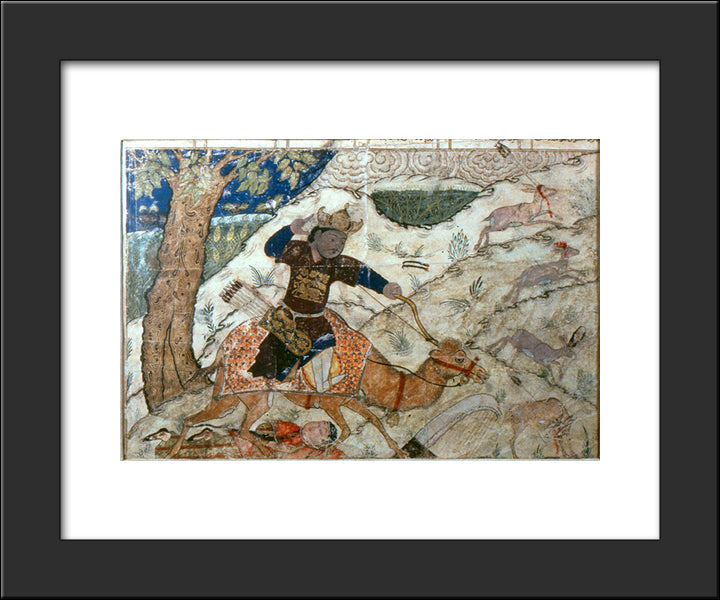 Bahram Gur Tramples Azadeh 20x24 Black Modern Wood Framed Art Print Poster by Musa, Ahmad