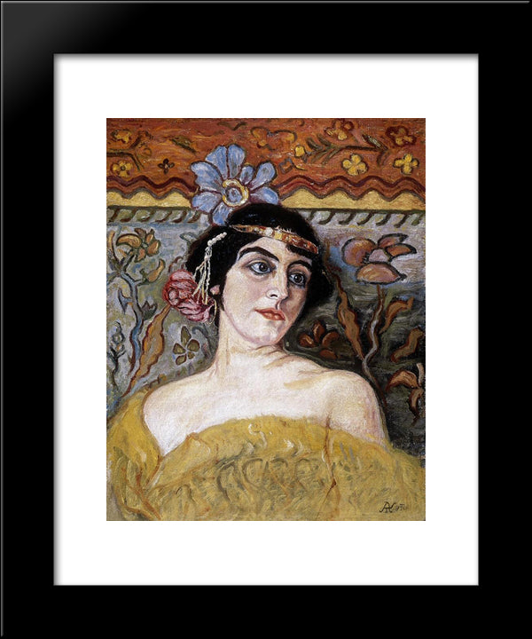 Lady With Tiara 20x24 Black Modern Wood Framed Art Print Poster by Korosfoi Kriesch, Aladar