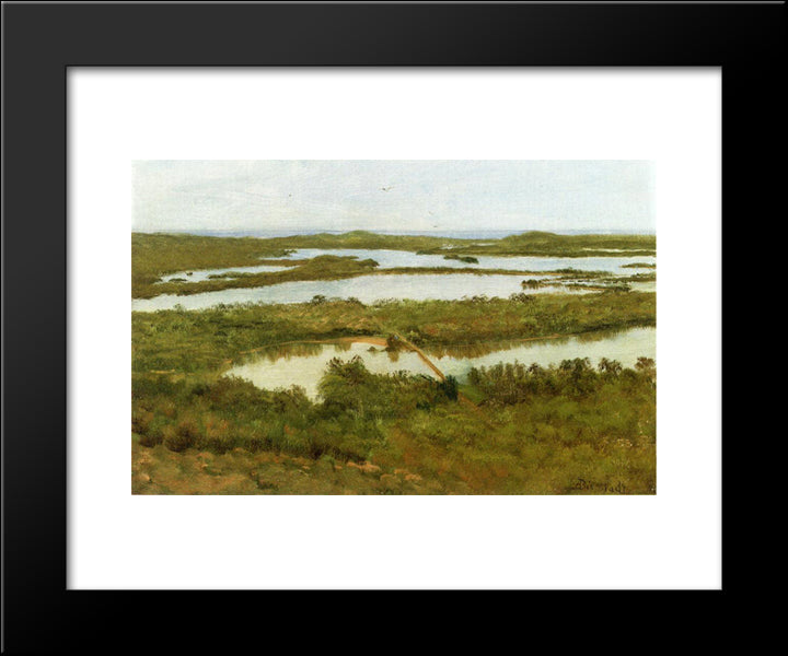 A River Estuary 20x24 Black Modern Wood Framed Art Print Poster by Bierstadt, Albert
