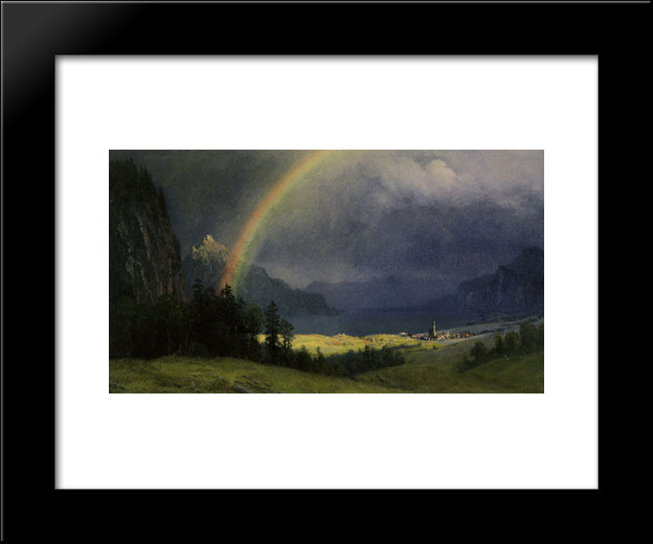 After The Shower 20x24 Black Modern Wood Framed Art Print Poster by Bierstadt, Albert