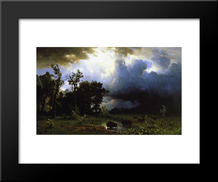 Buffalo Trail The Impending Storm 20x24 Black Modern Wood Framed Art Print Poster by Bierstadt, Albert