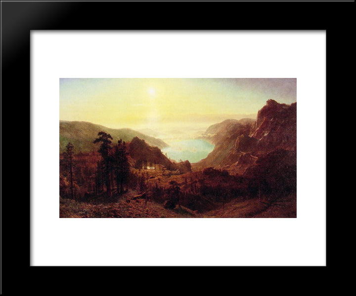 Donner Lake From The Summit 20x24 Black Modern Wood Framed Art Print Poster by Bierstadt, Albert