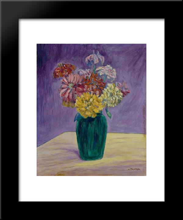 Still-Life With Dahlias 20x24 Black Modern Wood Framed Art Print Poster by Trachsel, Albert
