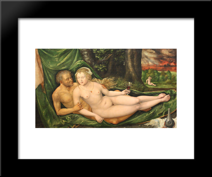 Lot And His Daughter 20x24 Black Modern Wood Framed Art Print Poster by Altdorfer, Albrecht
