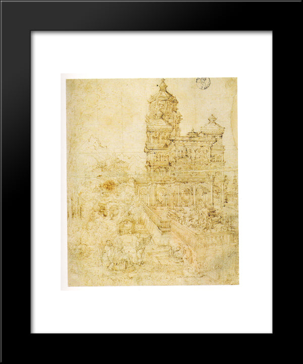 Overall Sketch Of The Picture Susanna And The Elders 20x24 Black Modern Wood Framed Art Print Poster by Altdorfer, Albrecht